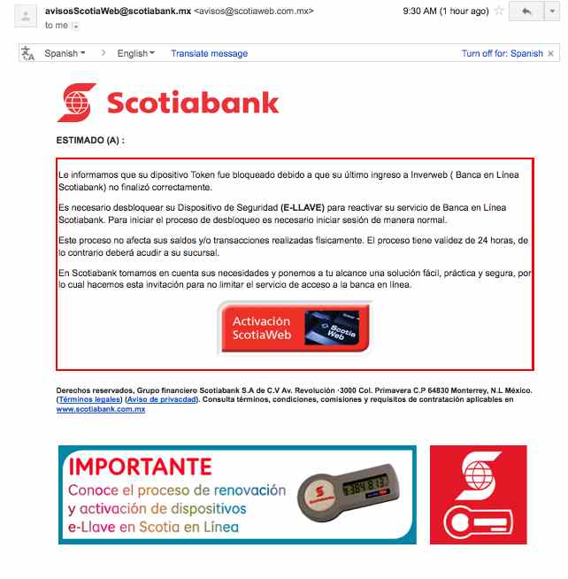 Fraude con Scotiabank por mail
