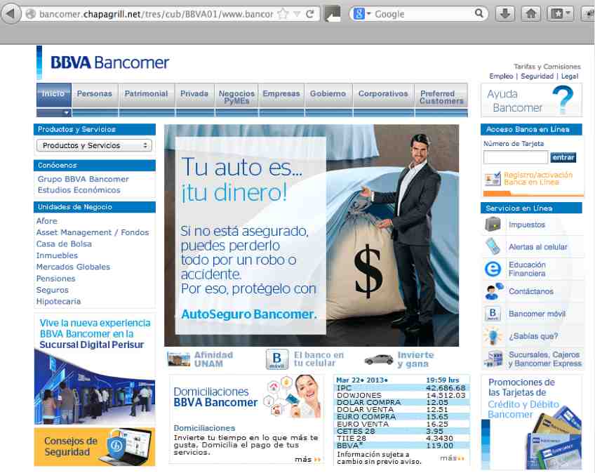 Pagina falsa BBVA Bancomer